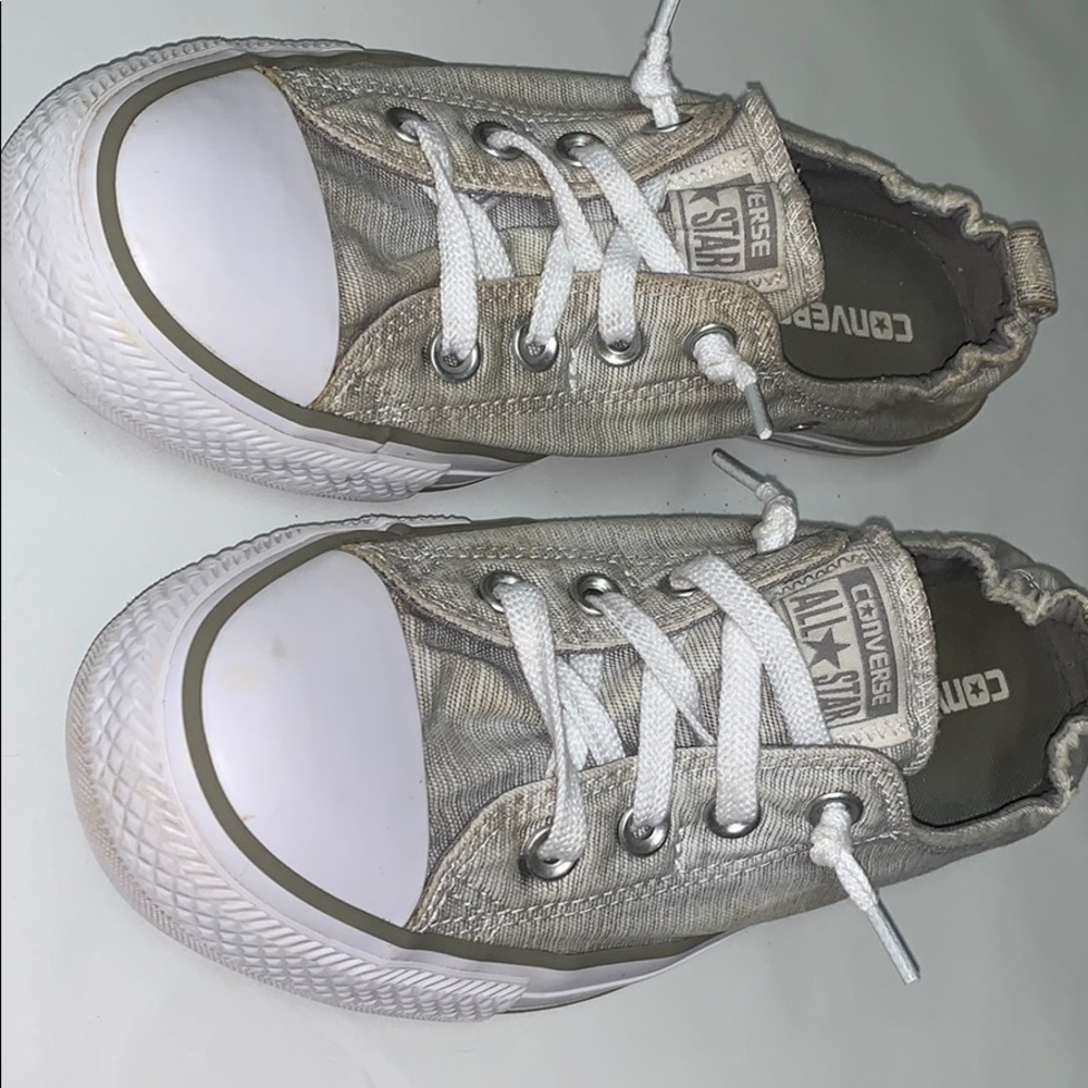 Gray converse slip on sneakers